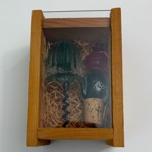 AS Glass Nuutajarvi Finland Wine Corkscrew and Elf Stopper Set